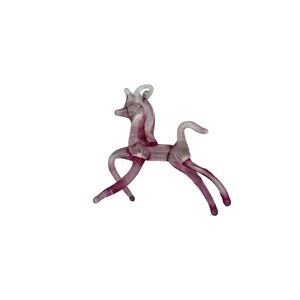Vintage Hand Blown Glass Pink Deer Figurine Miniature Art Glass Ornament